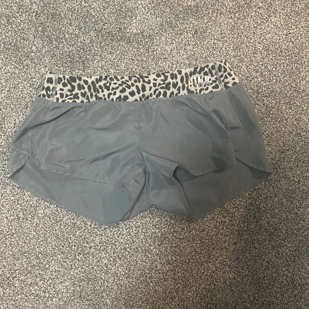 PINK Victoria's Secret Gray Shorts with Leopard Print Waistband